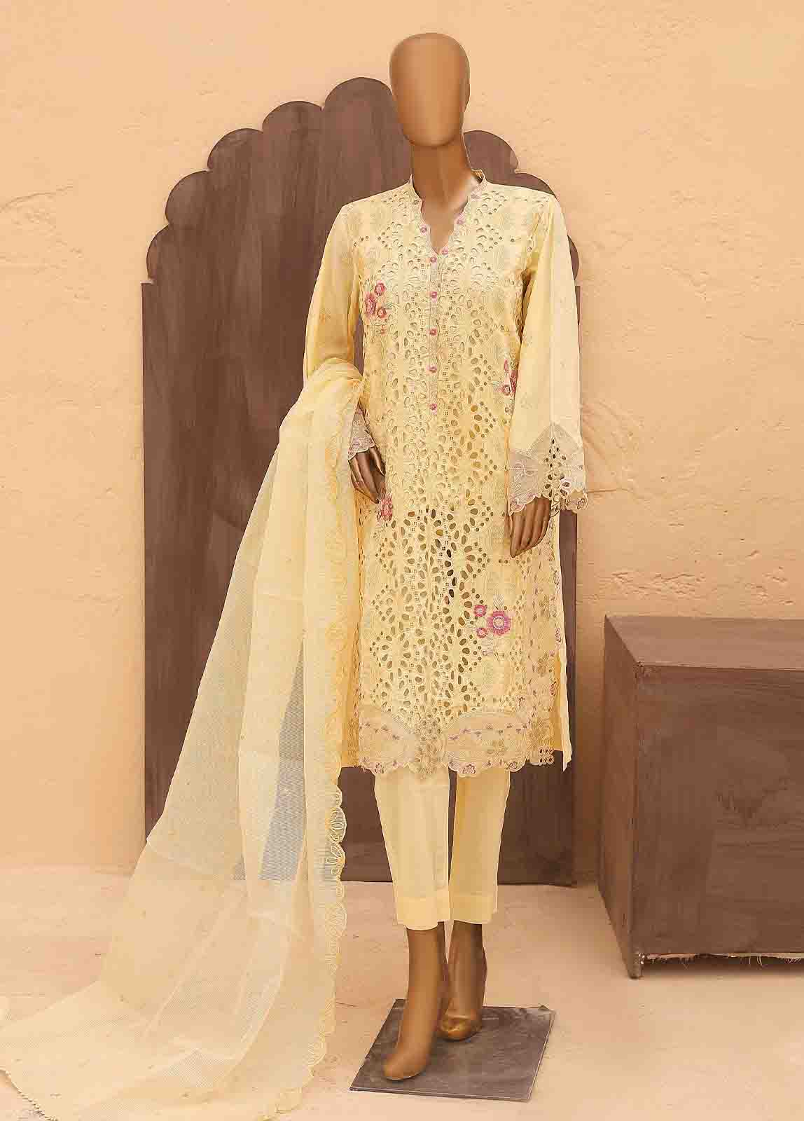 Bin Saeed Fabric - LF-HR-0136 B-3 Piece Chikankari Stitched Suit