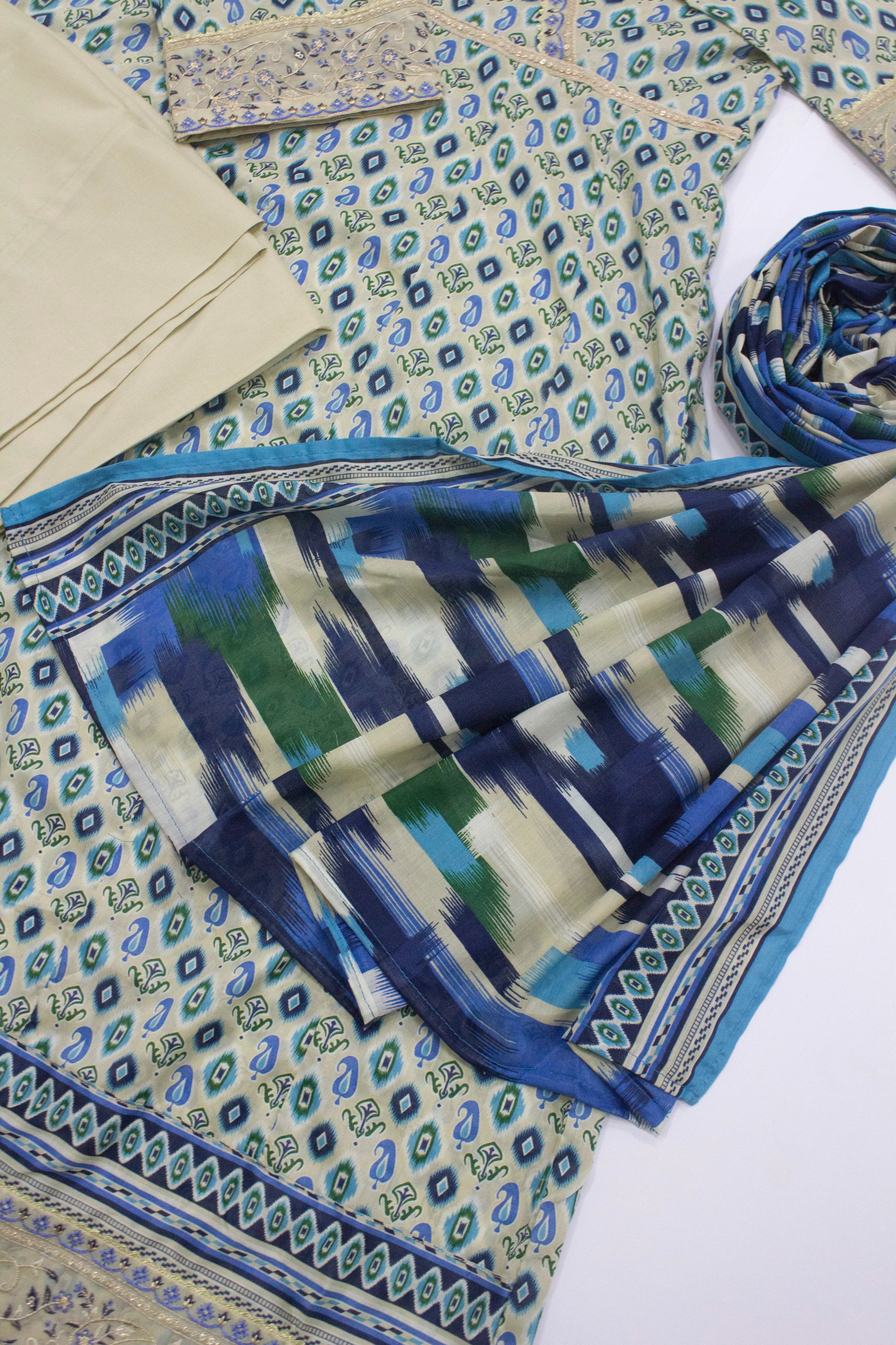 Bin Saeed Fabric - LFR-1802 - 3 Piece Lawn Embroidery Frock Style Shirt