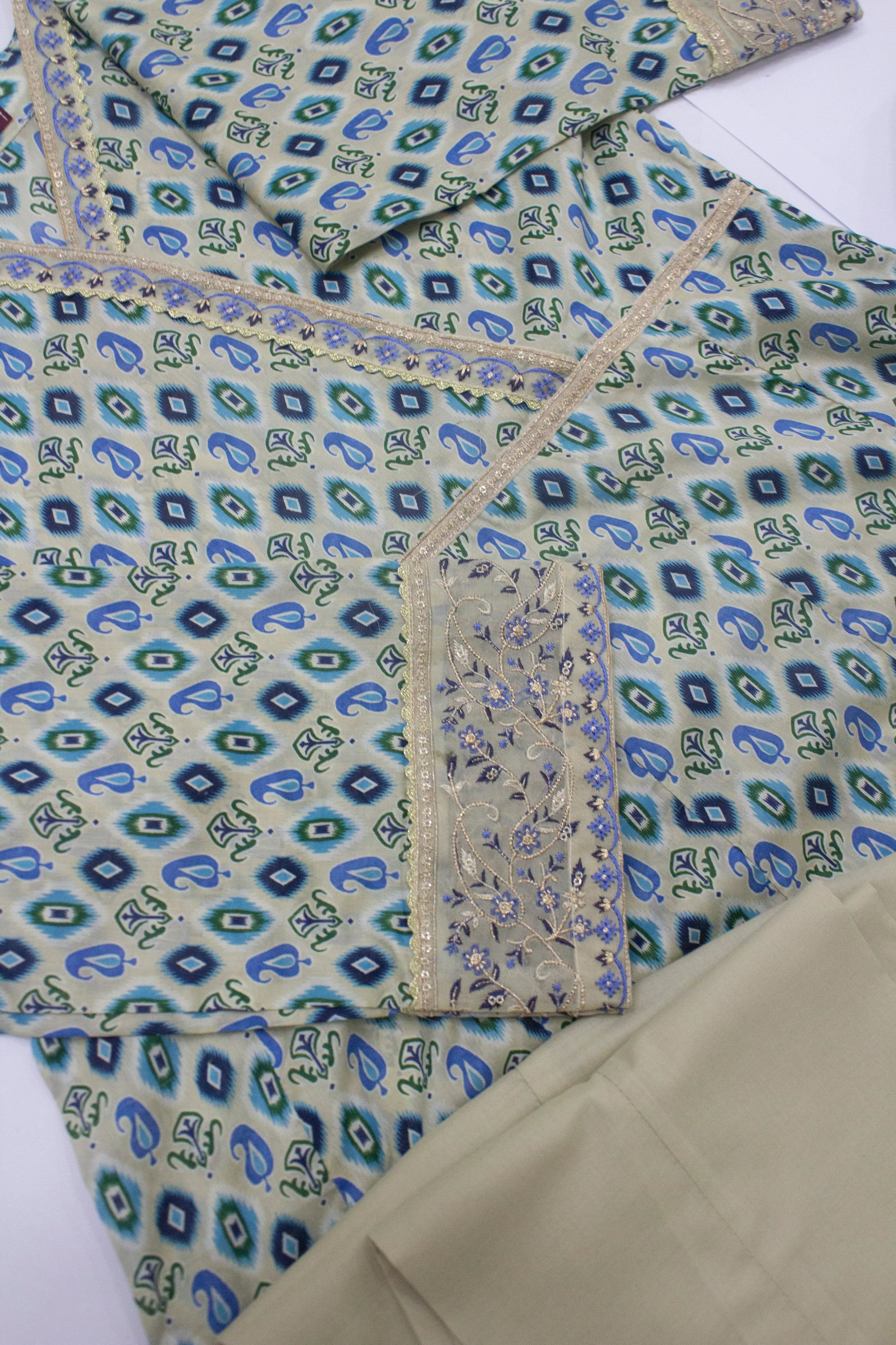 Bin Saeed Fabric - LFR-1802 - 3 Piece Lawn Embroidery Frock Style Shirt