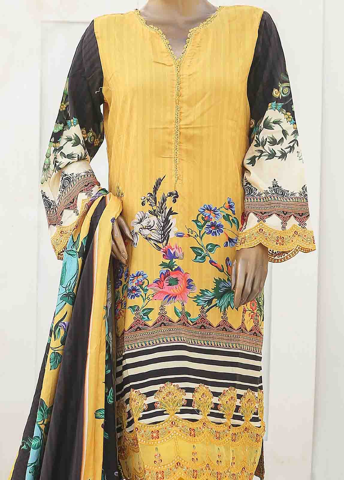 Bin Saeed Fabric - LIE-5441-3 Piece Linen Embroidered Stitched Suit