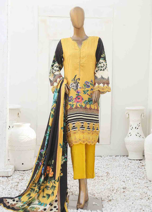 LIE-5441-3 Piece Linen Embroidered Stitched Suit