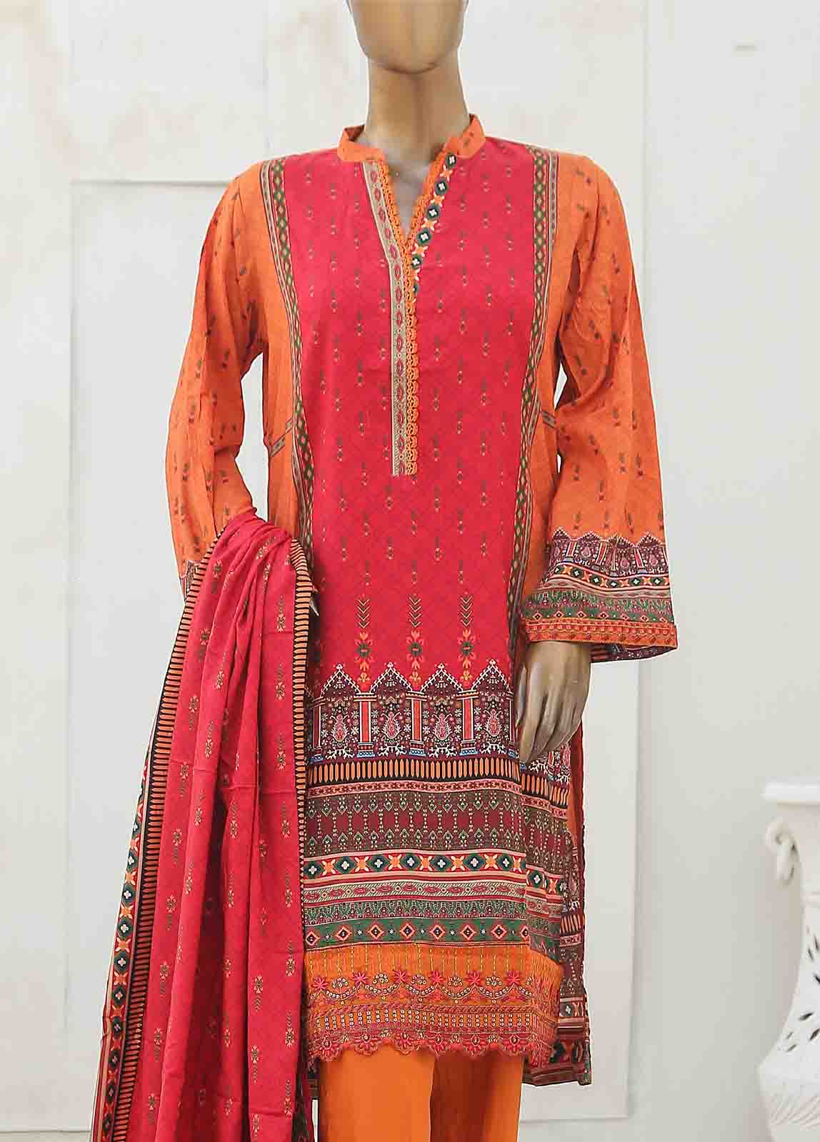 Bin Saeed Fabric - LIE-5620-3 Piece Linen Embroidered Stitched Suit