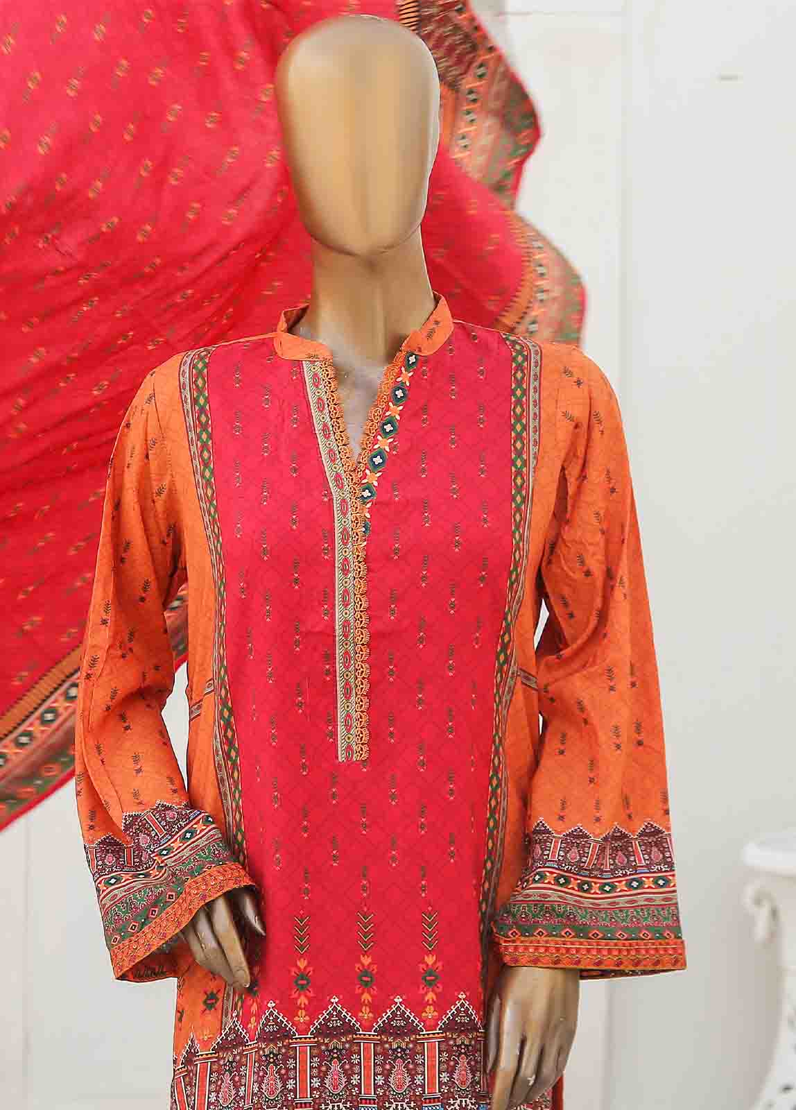Bin Saeed Fabric - LIE-5620-3 Piece Linen Embroidered Stitched Suit