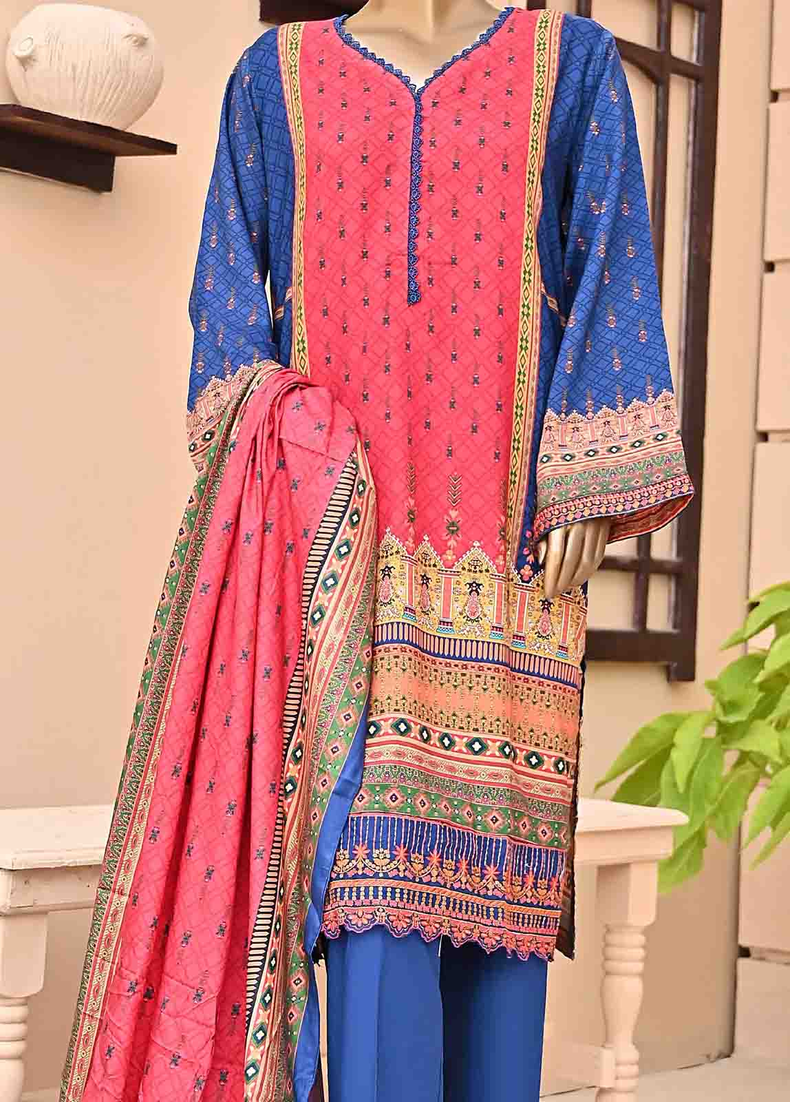 Bin Saeed Fabric - LIE-5621-3 Piece Linen Embroidered Stitched Suit