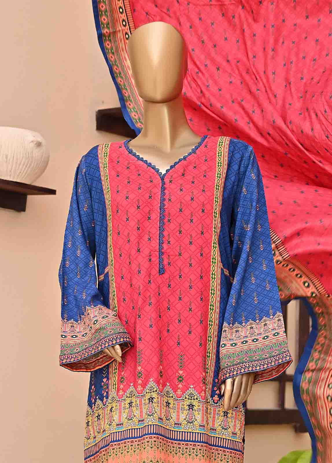Bin Saeed Fabric - LIE-5621-3 Piece Linen Embroidered Stitched Suit