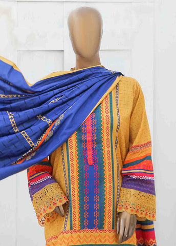 Bin Saeed Fabric - LIE-5840-3 Piece Linen Embroidered Stitched Suit