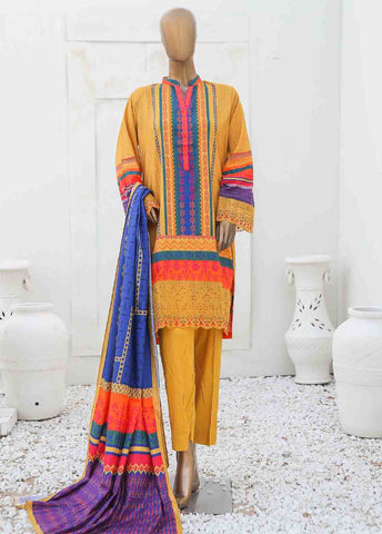 Bin Saeed Fabric - LIE-5840-3 Piece Linen Embroidered Stitched Suit