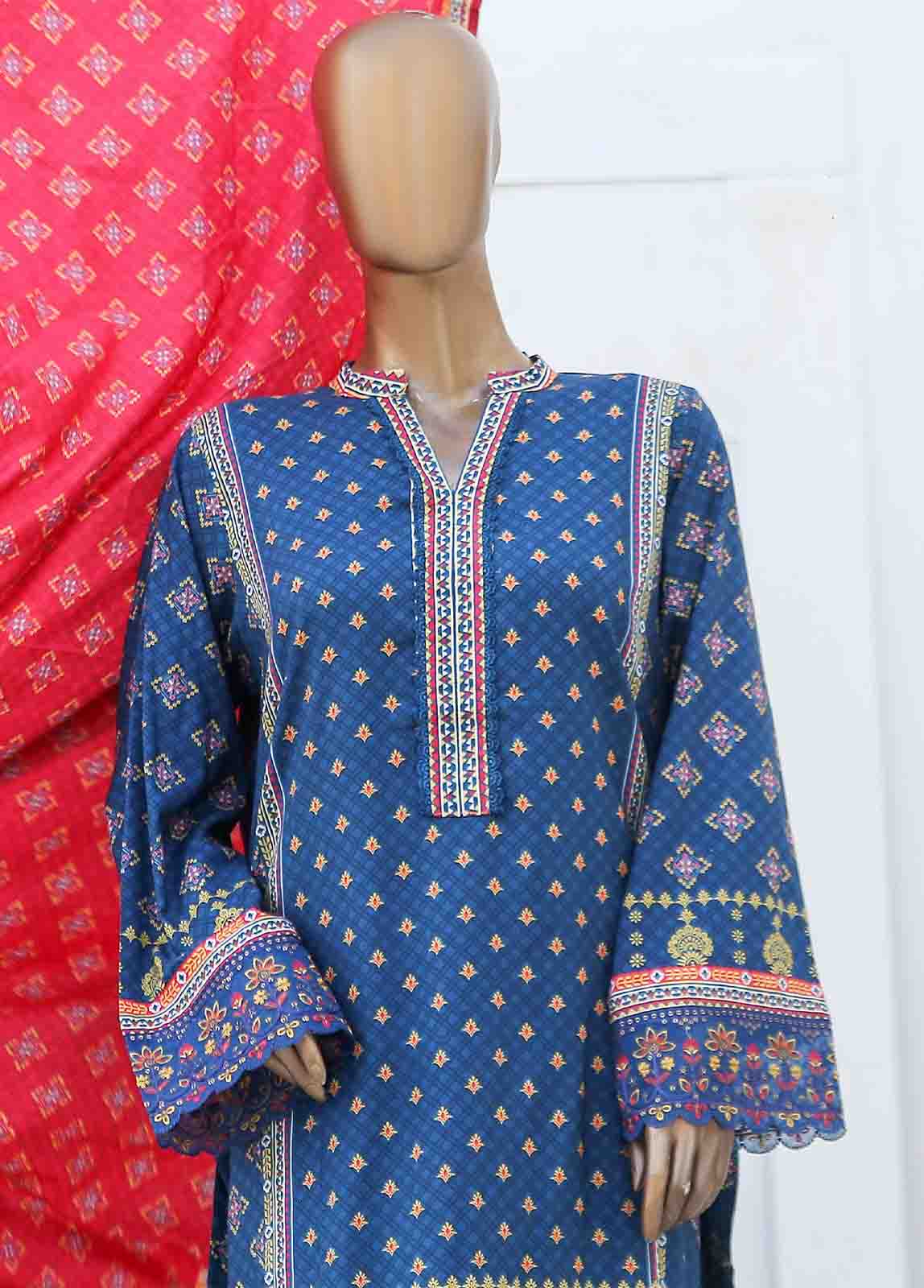 Bin Saeed Fabric - LIE-5844-3 Piece Linen Embroidered Stitched Suit