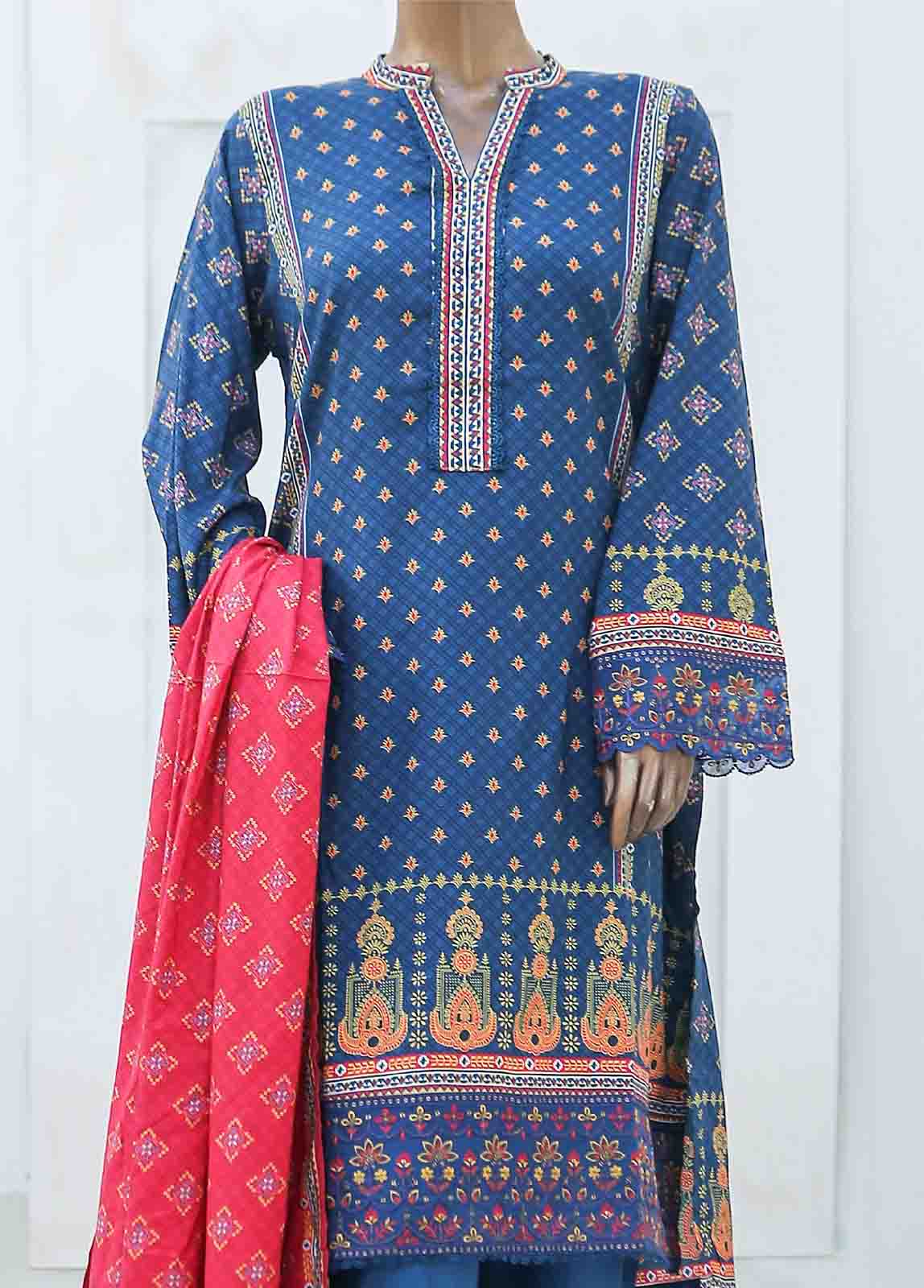 Bin Saeed Fabric - LIE-5844-3 Piece Linen Embroidered Stitched Suit