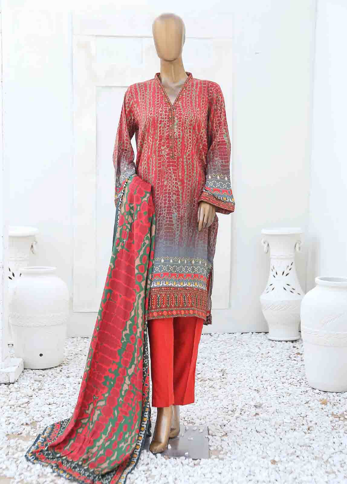Bin Saeed Fabric - LIE-5956-3 Piece Linen Embroidered Stitched Suit