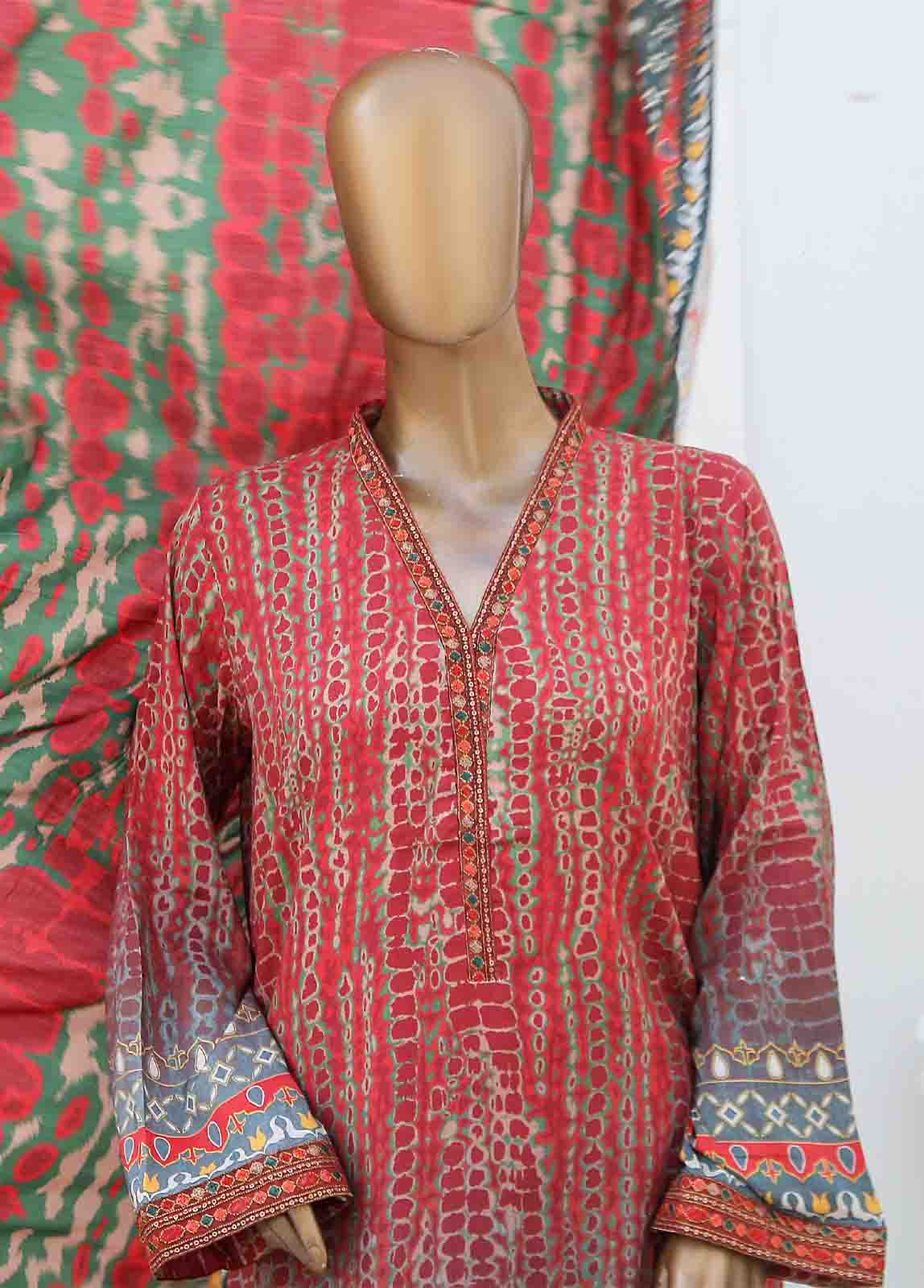 Bin Saeed Fabric - LIE-5956-3 Piece Linen Embroidered Stitched Suit