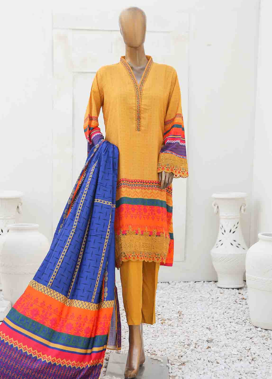 Bin Saeed Fabric - LIE-6540-3 Piece Linen Embroidered Stitched Suit