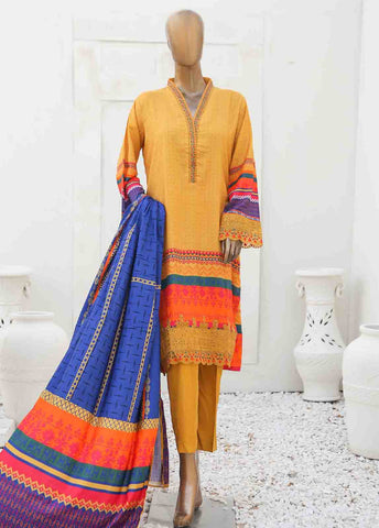 Bin Saeed Fabric - LIE-6540-3 Piece Linen Embroidered Stitched Suit