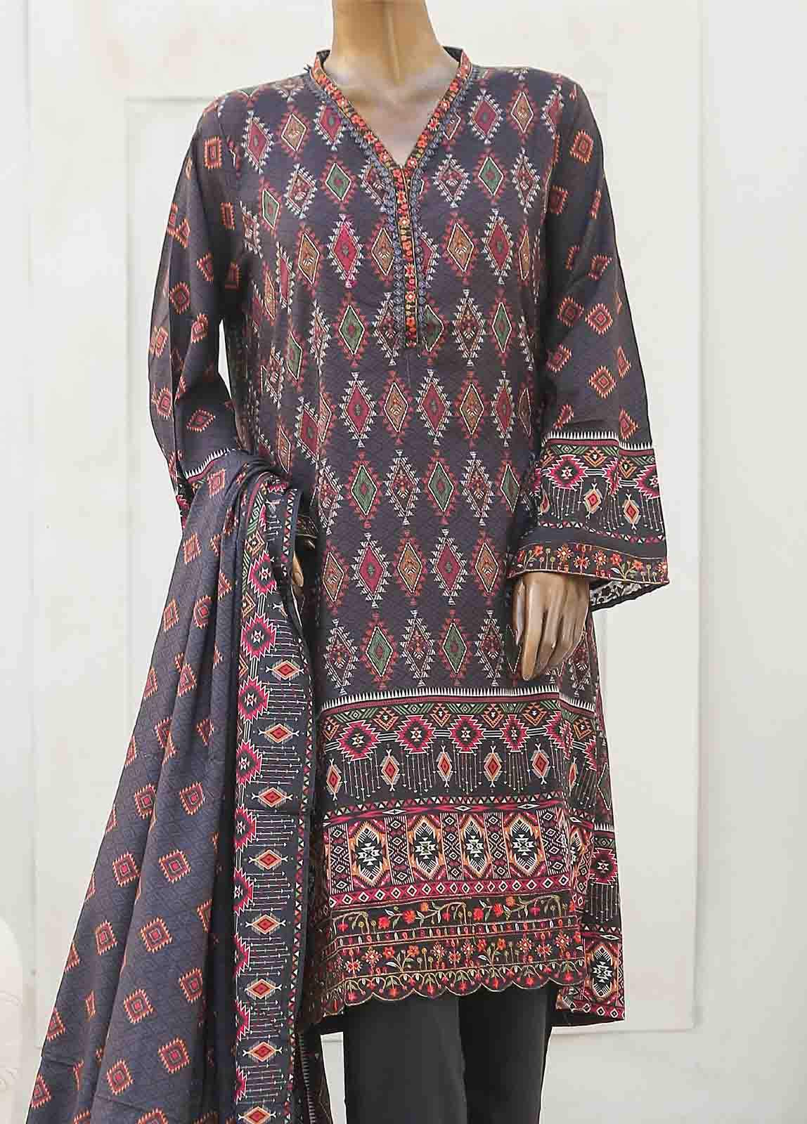 Bin Saeed Fabric - LIE-6541-3 Piece Linen Embroidered Stitched Suit