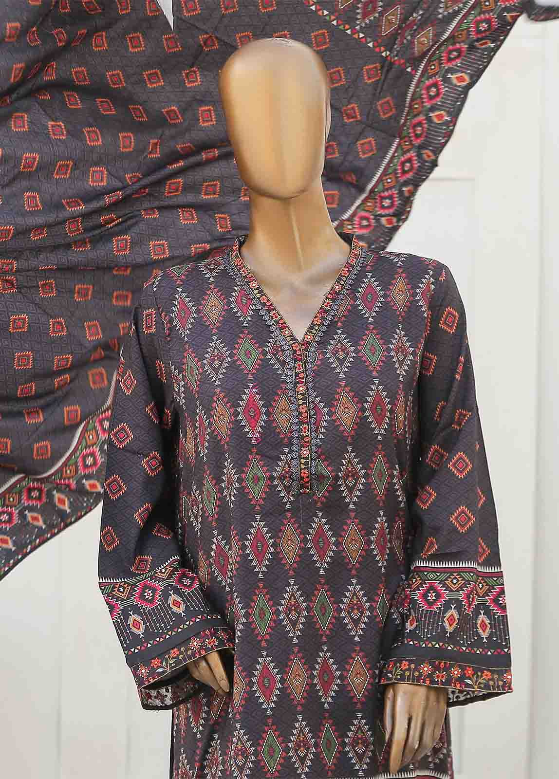 LIE-6541-3 Piece Linen Embroidered Stitched Suit