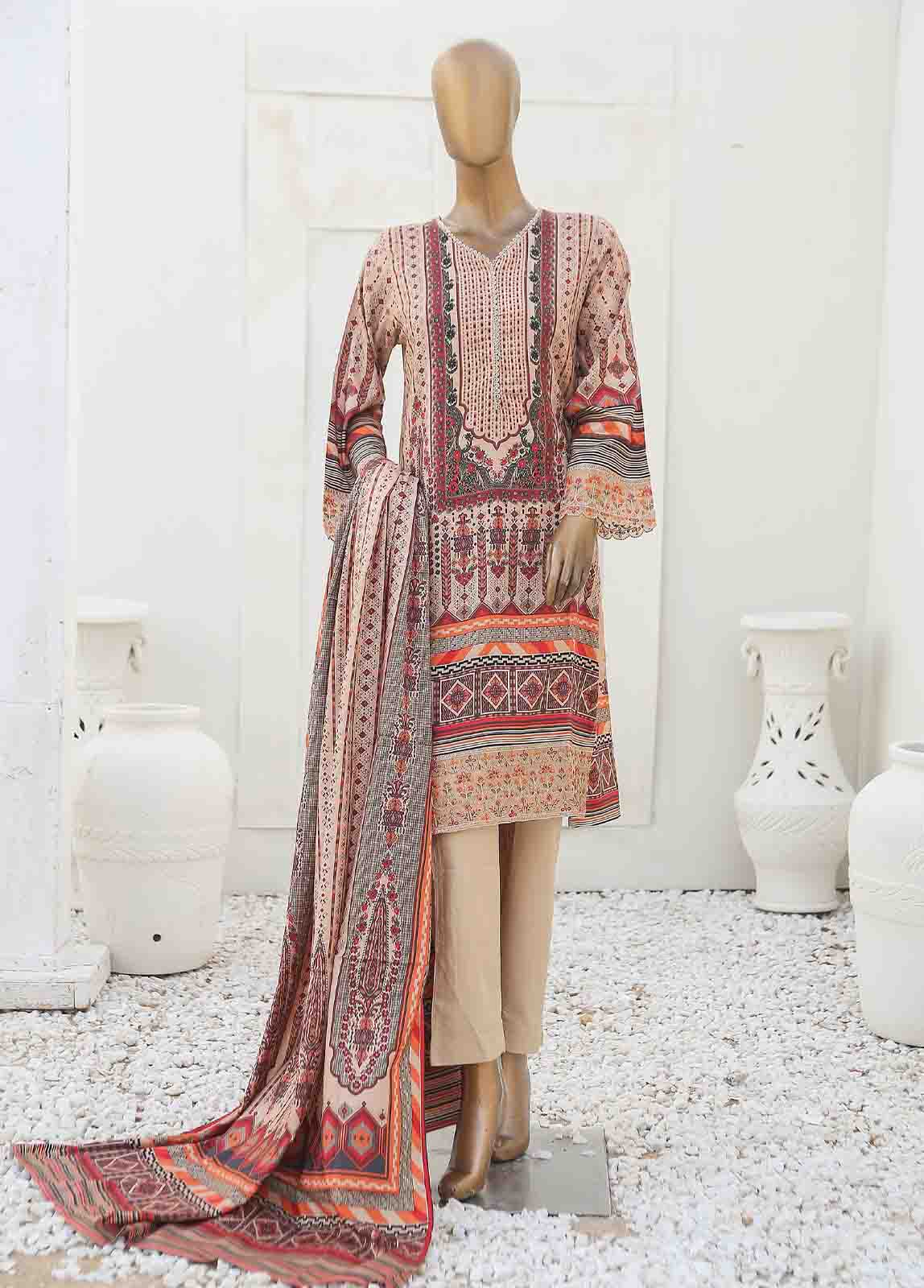 Bin Saeed Fabric - LIE-6542-3 Piece Linen Embroidered Stitched Suit