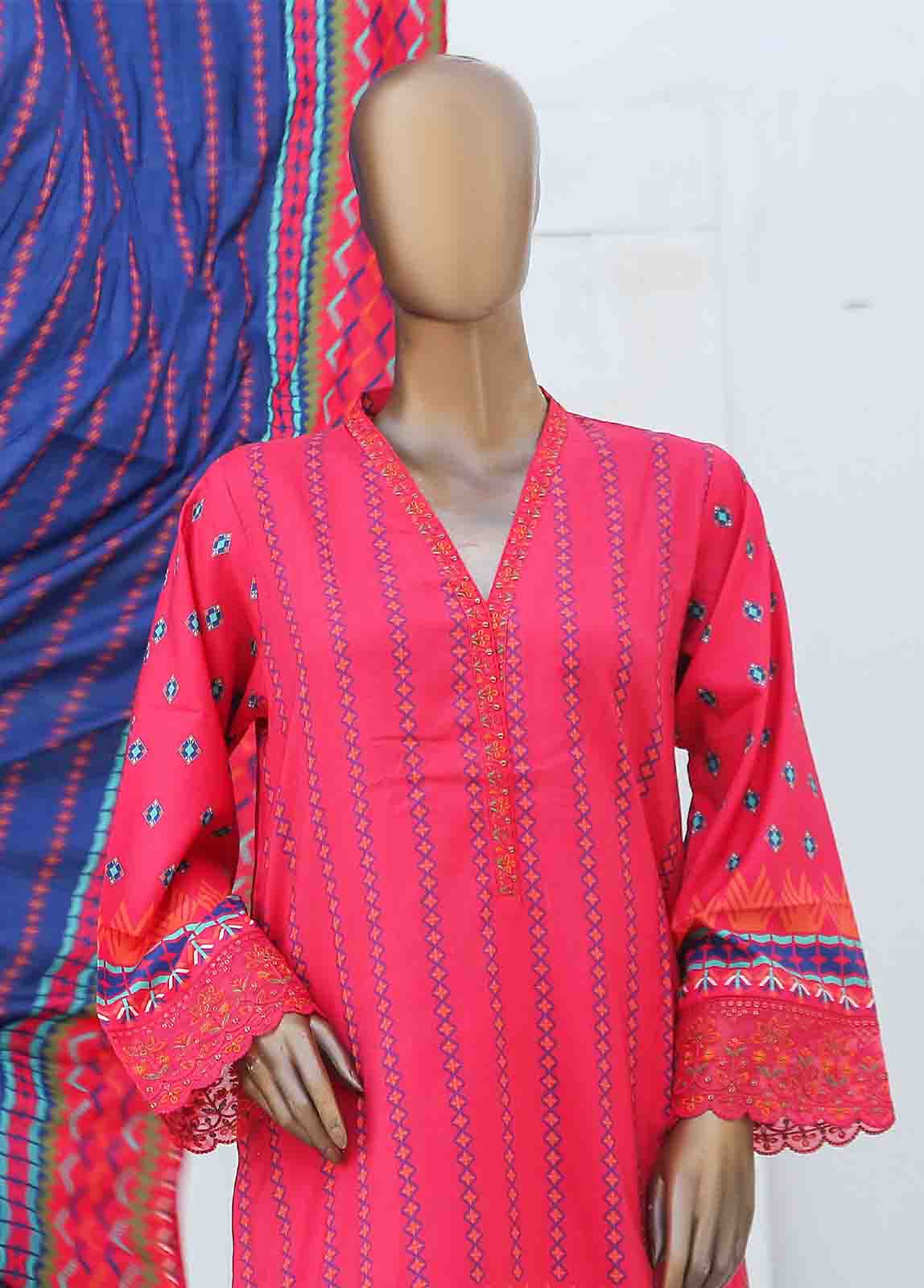 Bin Saeed Fabric - LIE-6543-3 Piece Linen Embroidered Stitched Suit