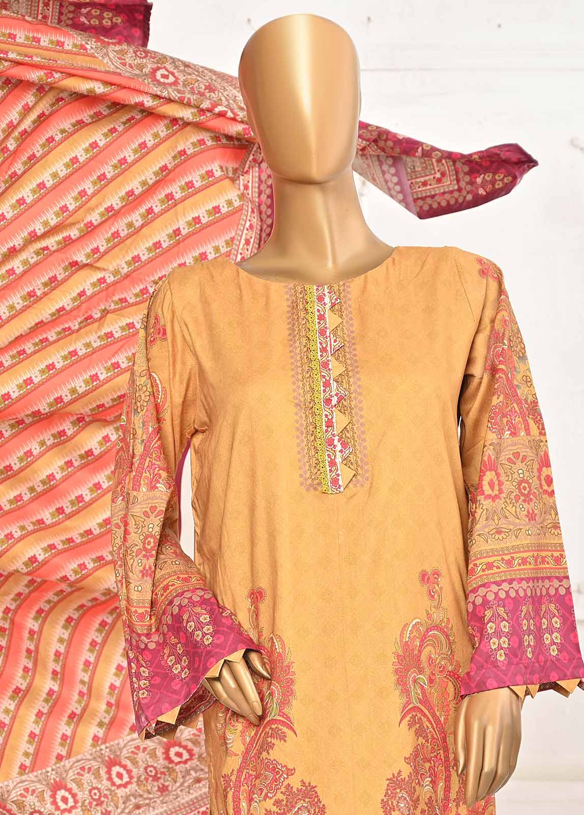 Bin Saeed Fabric - LIN-4918-3 Piece Linen Printed Stitched Suit