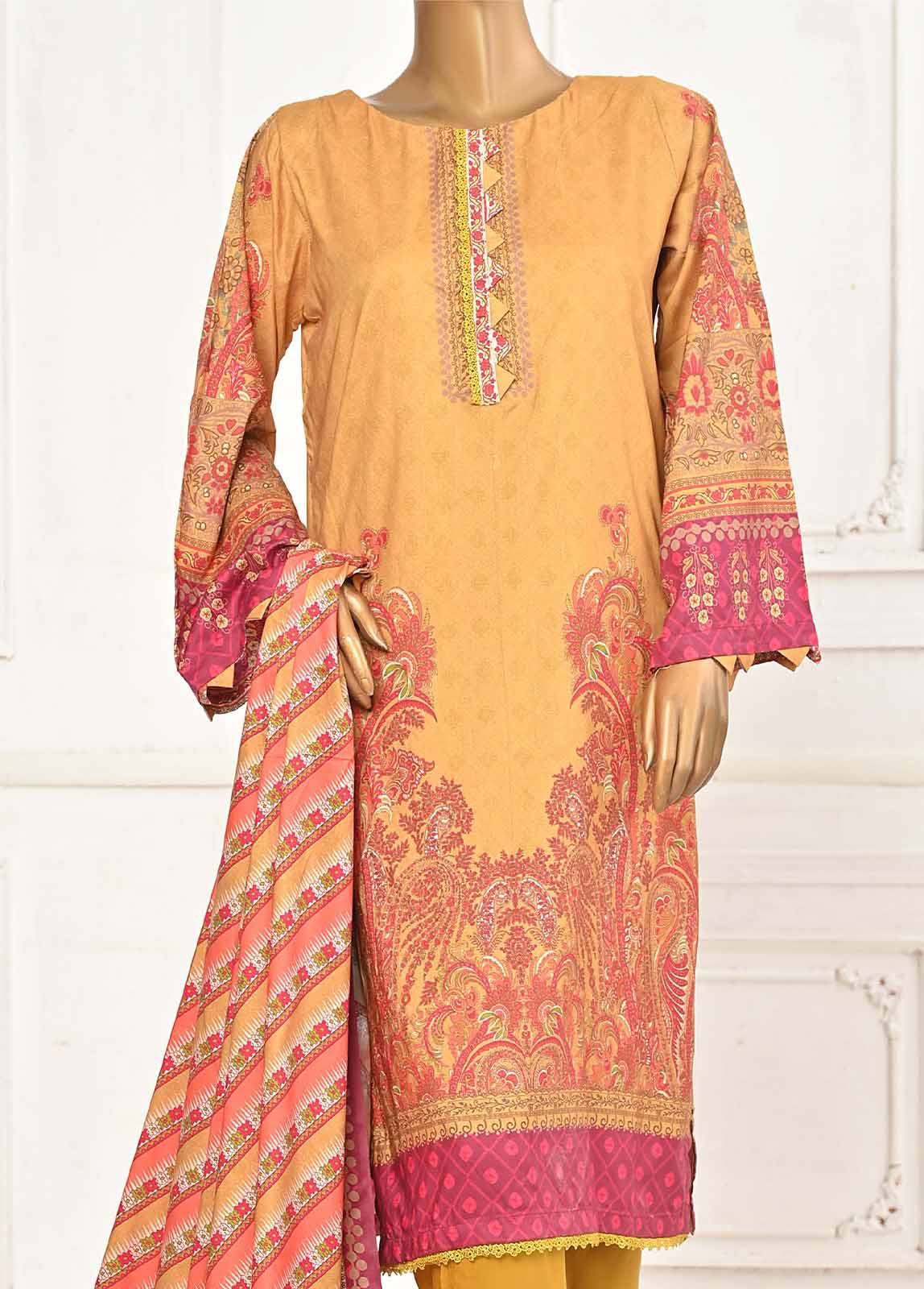 Bin Saeed Fabric - LIN-4918-3 Piece Linen Printed Stitched Suit