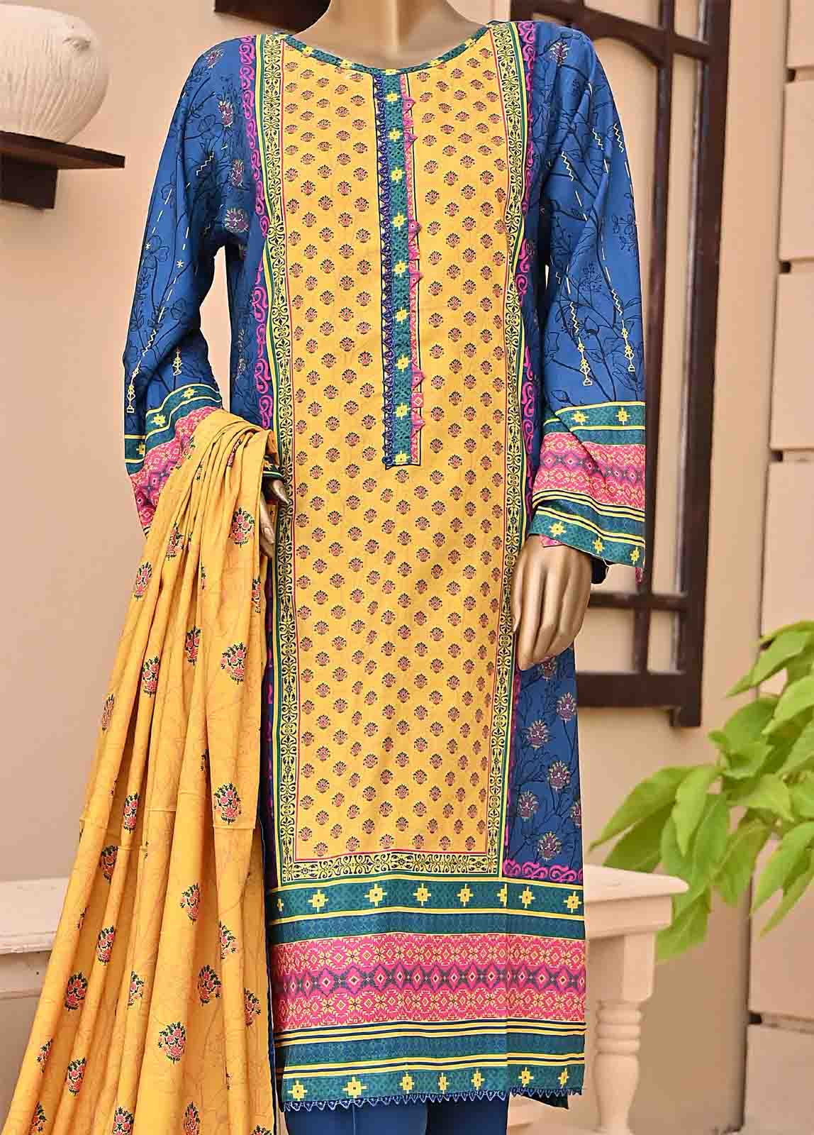 Bin Saeed Fabric - LIN-5438-3 Piece Linen Printed Stitched Suit