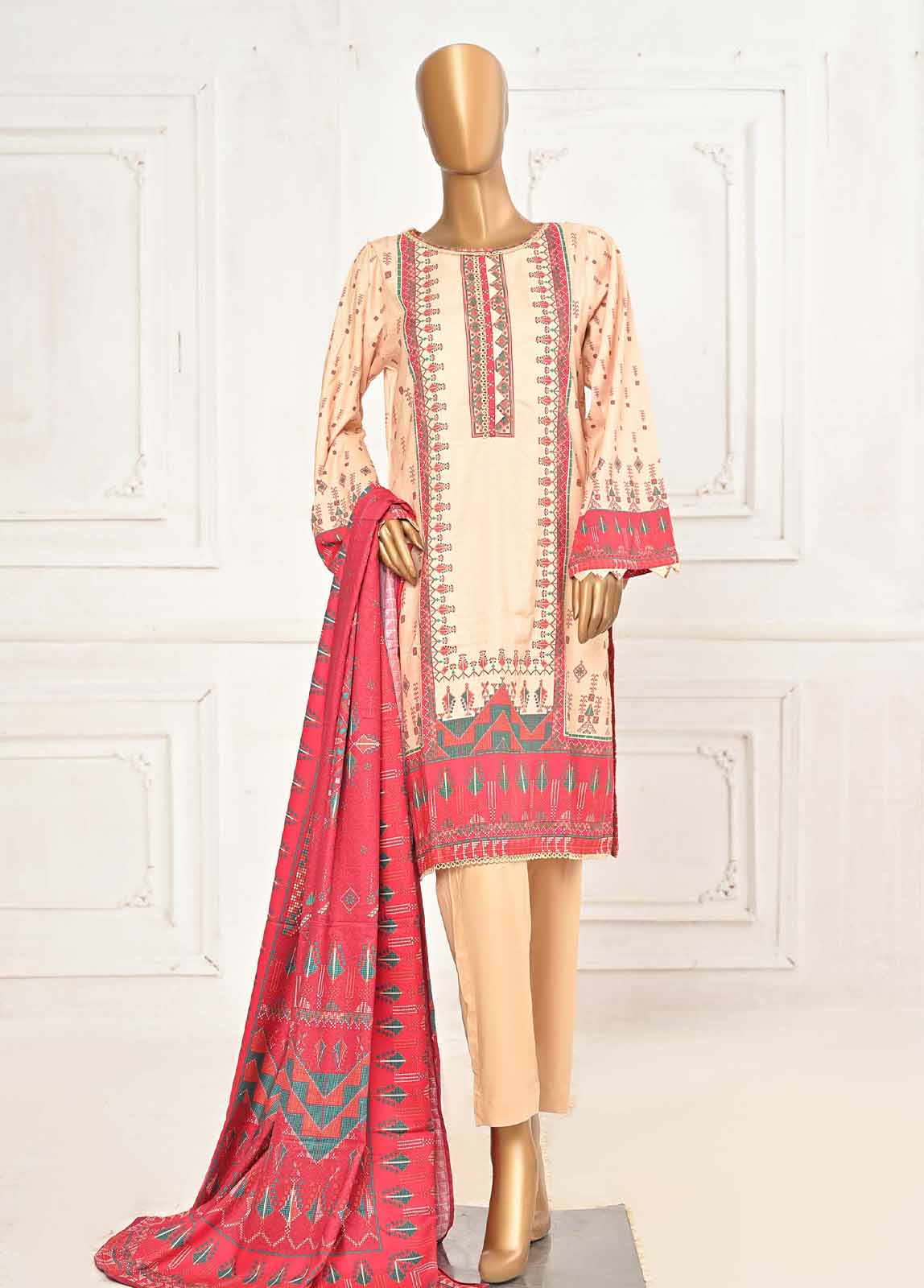 Bin Saeed Fabric - LIN-5439-3 Piece Linen Printed Stitched Suit