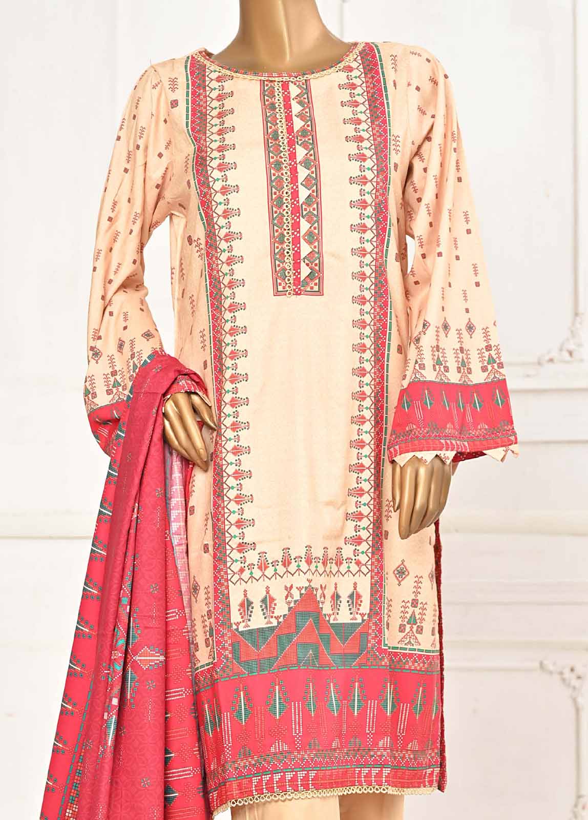 LIN-5439-3 Piece Linen Printed Stitched Suit