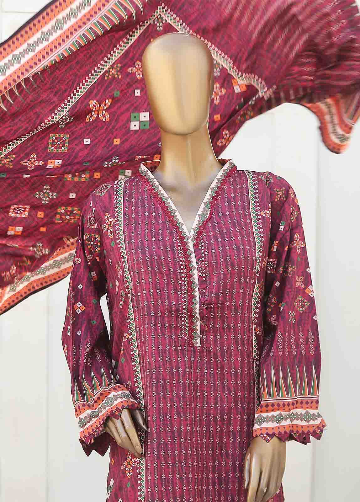 Bin Saeed Fabric - LIN-5623- 3 Piece Printed Linen Stitched Suit