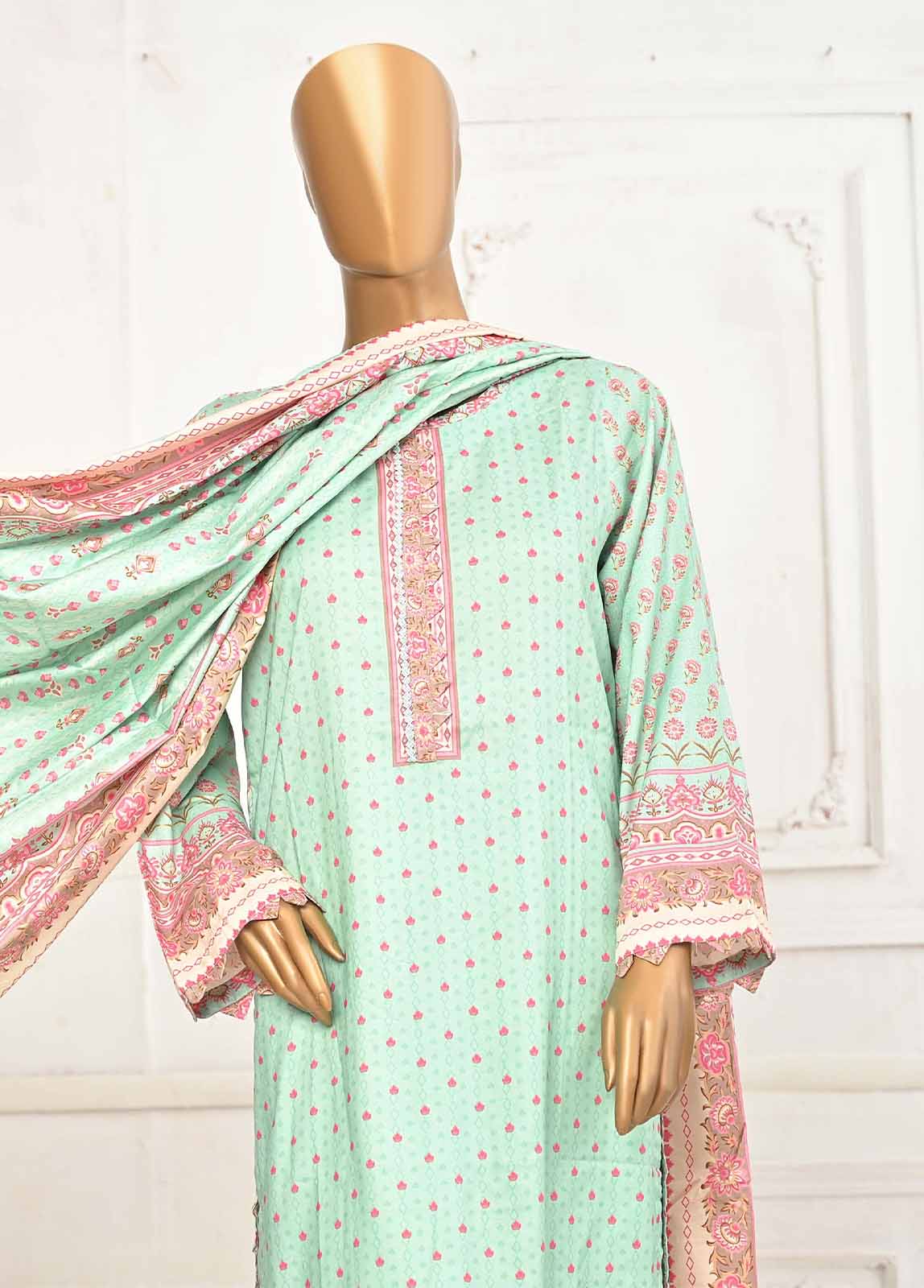 LIN-5626-3 Piece Linen Printed Stitched Suit