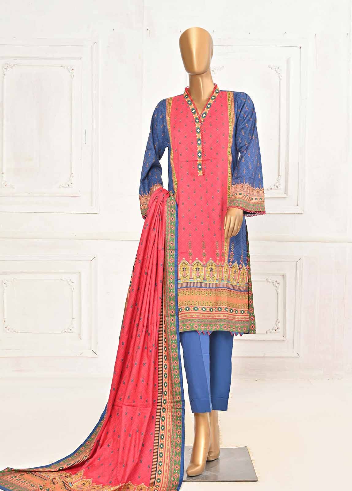 LIN-5839-3 Piece Linen Printed Stitched Suit