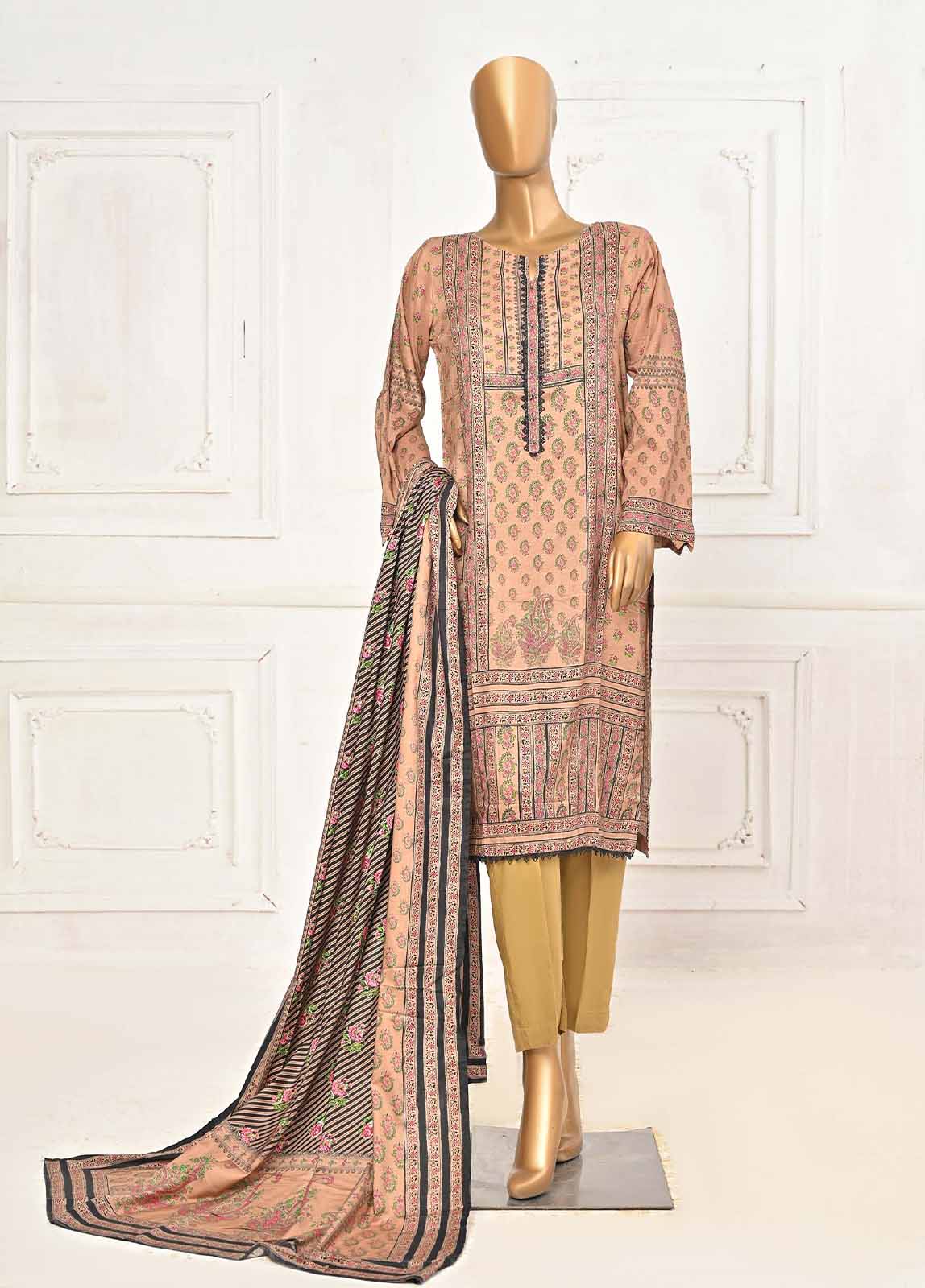 Bin Saeed Fabric - LIN-5957-3 Piece Linen Printed Stitched Suit