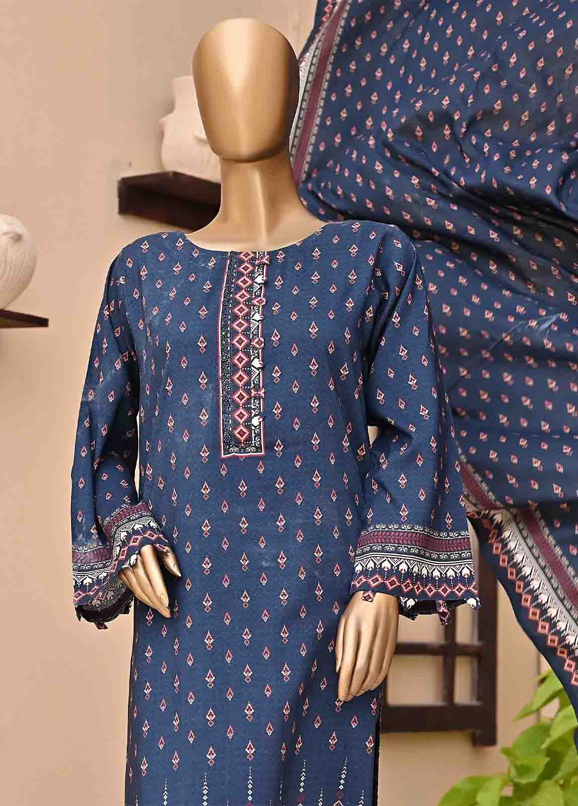 LIN-5959-3 Piece Linen Printed Stitched Suit