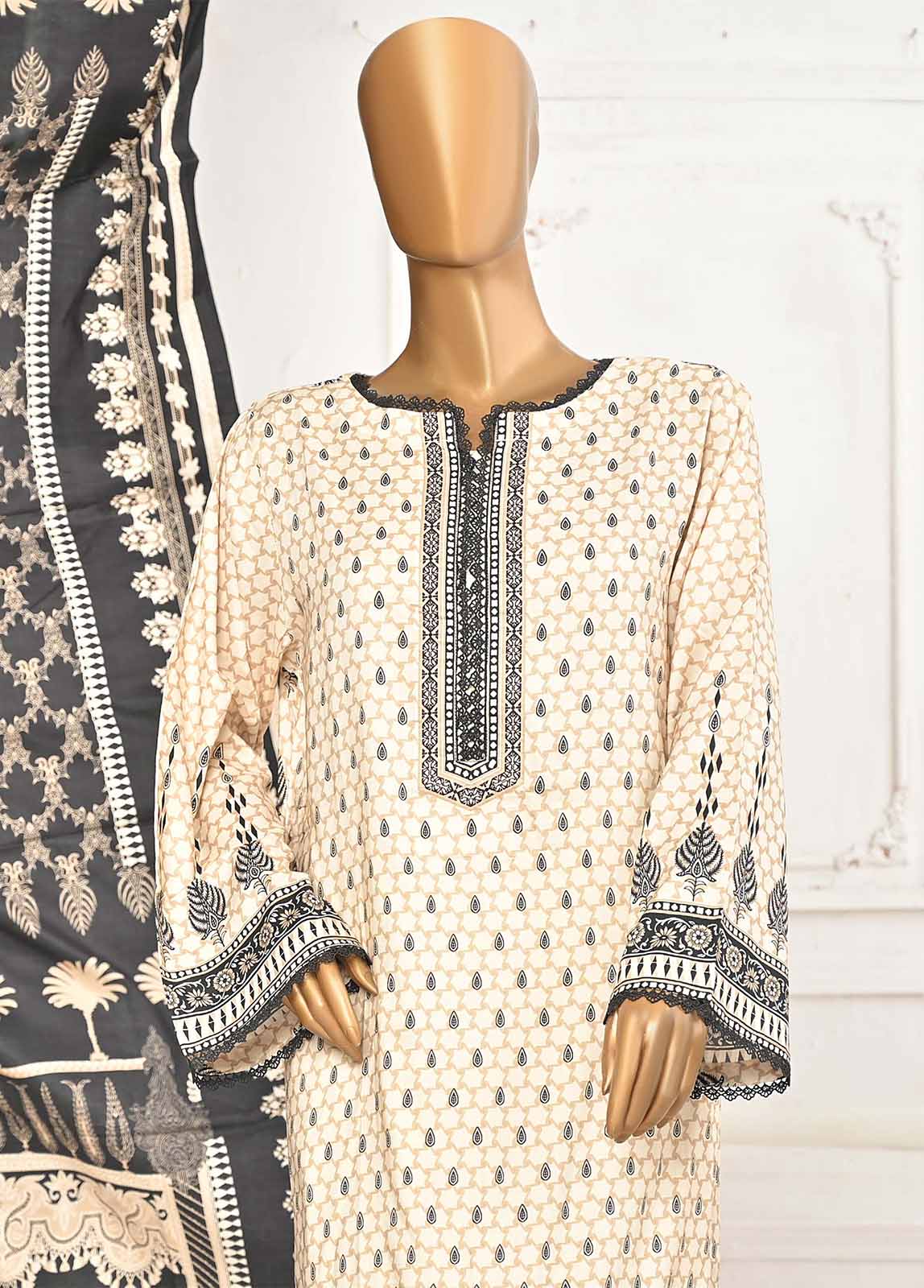 Bin Saeed Fabric - LIN-5960-3 Piece Linen Printed Stitched Suit