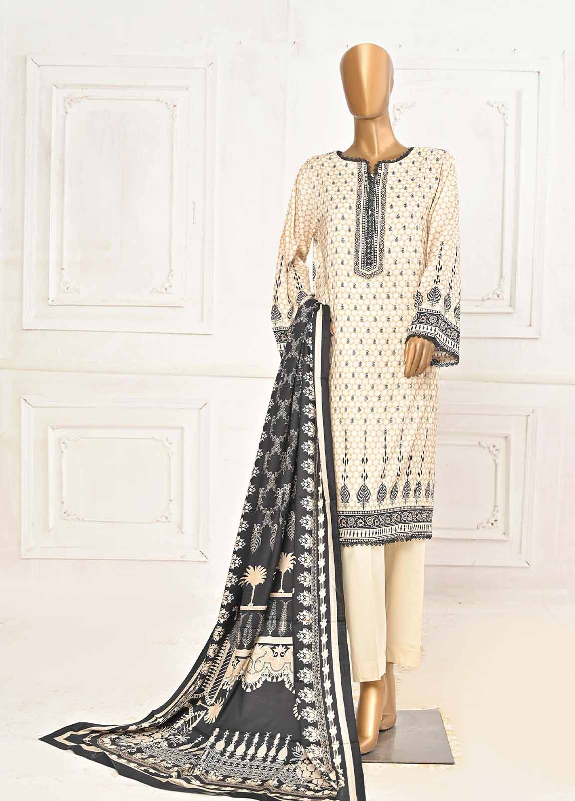 Bin Saeed Fabric - LIN-5960-3 Piece Linen Printed Stitched Suit