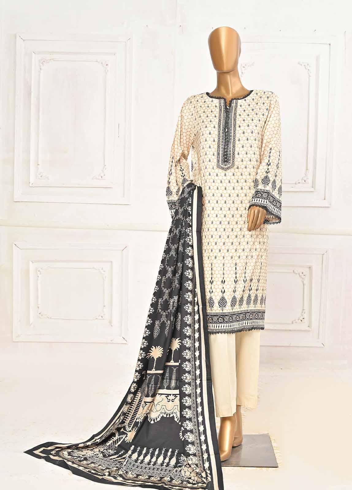 LIN-5960-3 Piece Linen Printed Stitched Suit