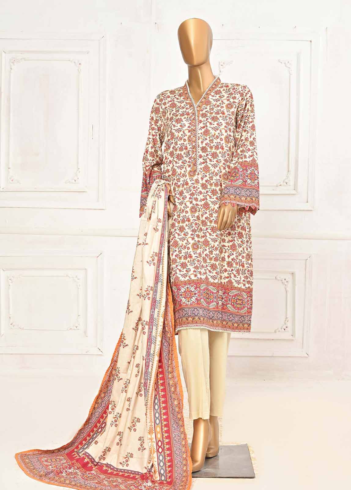 Bin Saeed Fabric - LIN-5961-3 Piece Linen Printed Stitched Suit