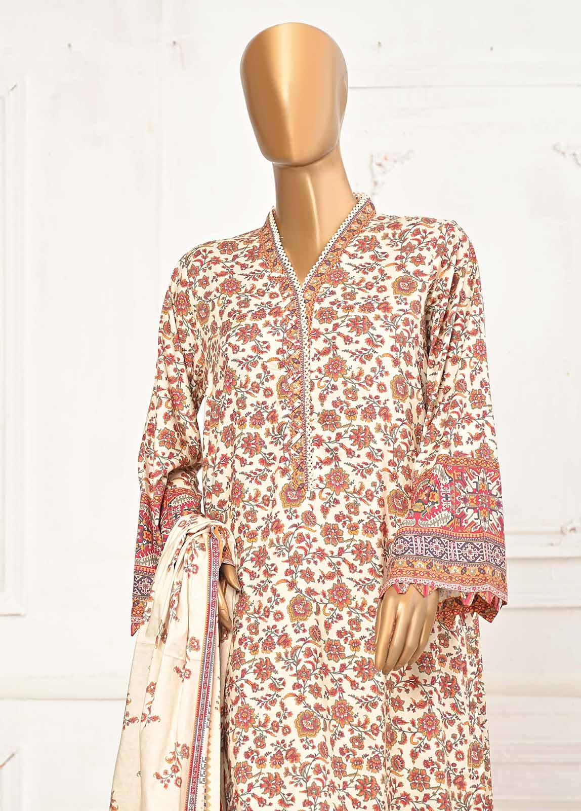 LIN-5961-3 Piece Linen Printed Stitched Suit