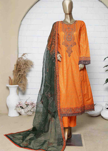Bin Saeed Fabric - LRG-20-FR- R71   3 Piece Block Printed Embroidered Frock