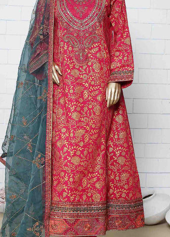 Bin Saeed Fabric - LRG-24-FR-  3 Piece Block Printed Embroidered Frock