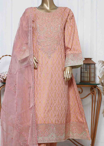 Bin Saeed Fabric - LRG-27-FR-  3 Piece Block Printed Embroidered Frock