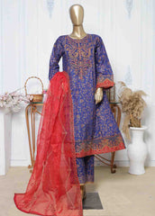 LRG-32-FR-  3 Piece Block Printed Embroidered Frock
