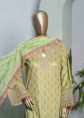 LRGE-0003- 3 Piece Block Print  Embroidered Suit