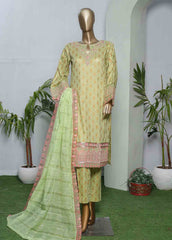 LRGE-0003- 3 Piece Block Print  Embroidered Suit