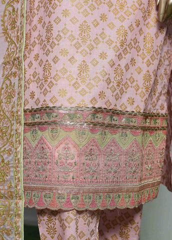 Bin Saeed Fabric - LRGE-0033- 3 Piece Block Print Embroidered Suit