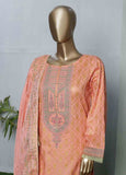 LRGE-0036- 3 Piece Block Print  Embroidered Suit