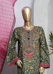 LRGE-0040- 3 Piece Block Print  Embroidered Suit