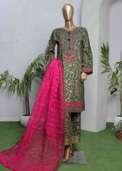 LRGE-0040- 3 Piece Block Print  Embroidered Suit