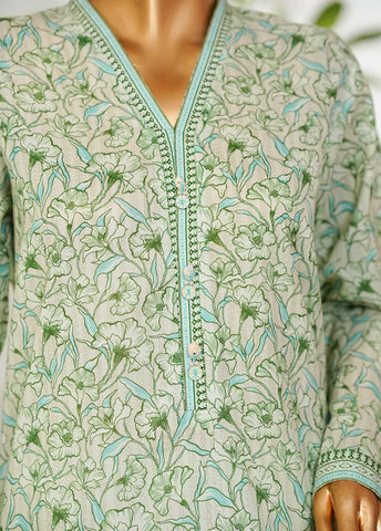 3 Piece Printed Mint Green Color Lawn Shirt with Trouser & Dupatta