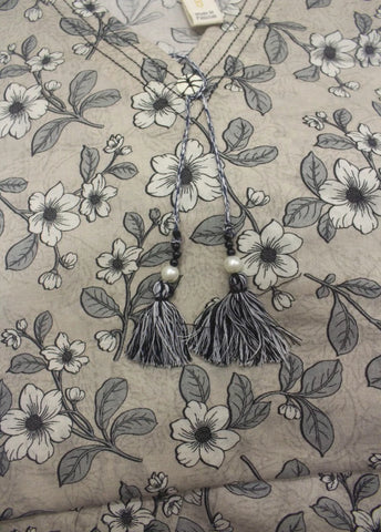 2 Piece Printed Stitched Beige Color Lawn Shirt and Farshi Shalwar