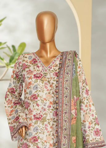 3 Piece Printed MultiColor Lawn Shirt with Trouser & Dupatta