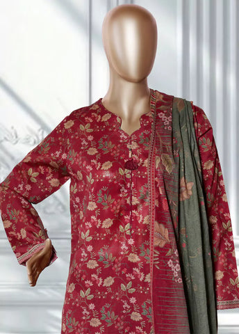 3 Piece Printed Red Color Lawn Shirt with Trouser & Dupatta